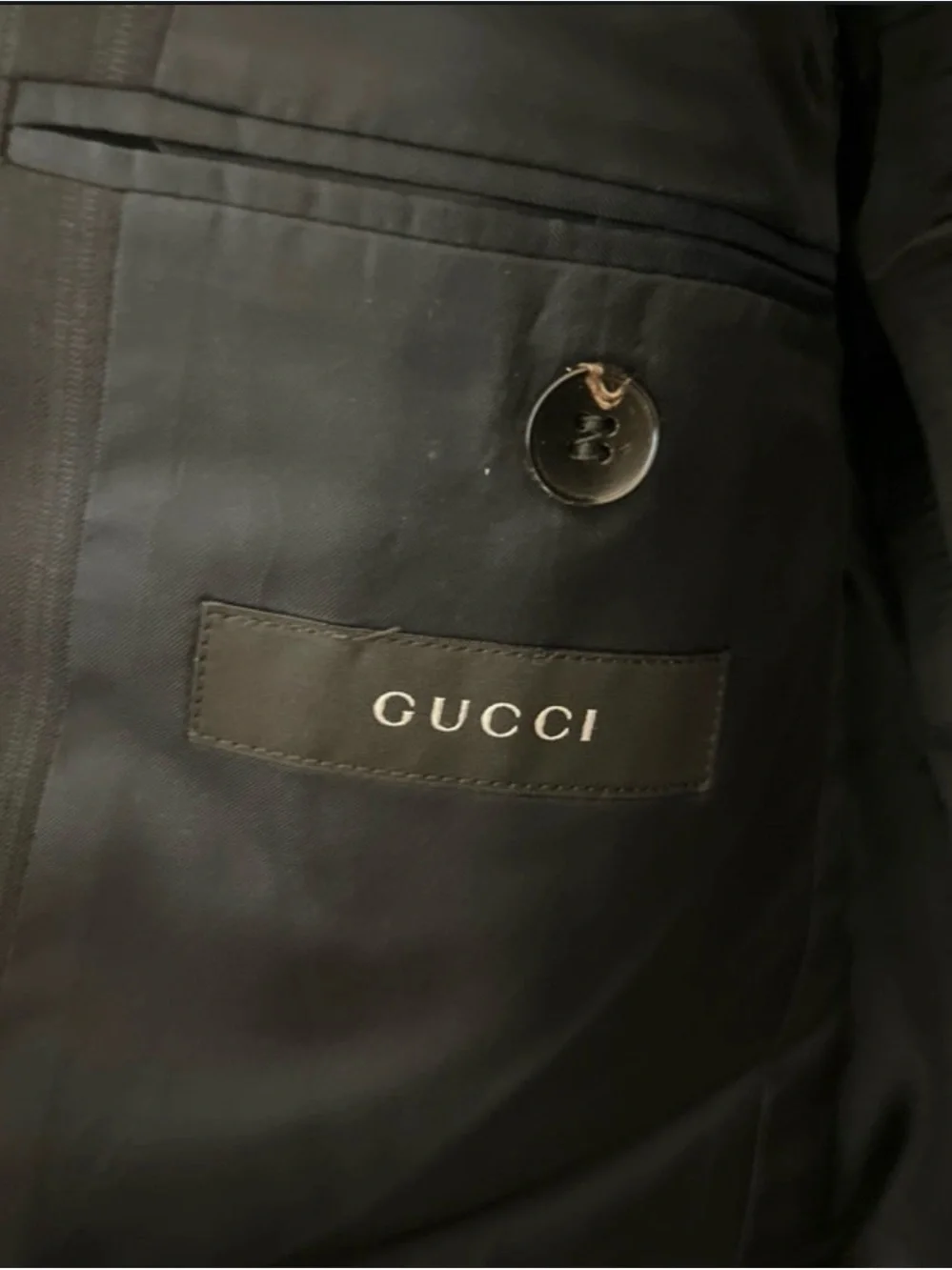 Gucci Black Pinstripe Men's Suit Jacket